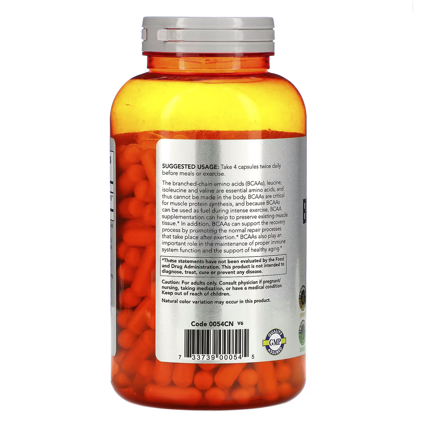Аминокислоты с разветвленными цепями (BCAA) / Branched Chain Amino Acids, Now Foods, Sports, 240 капсул