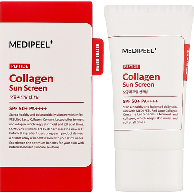 Солнцезащитный крем для сужения пор с коллагеном и пептидами MediPeel Red Lacto Peptide Collagen Pore Lifting Sun Cream SPF 50+ PA++++