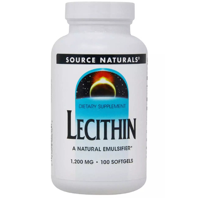 Лецитин / Lecithin, Source Naturals, 1200 мг, 100 гелевих капсул