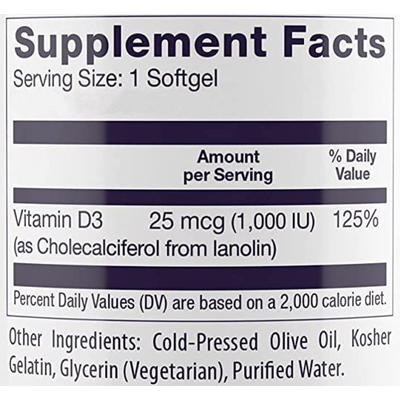 Витамин D3 / Vitamin D3, Healthy Origins, 25 мкг, 90 гелевых капсул