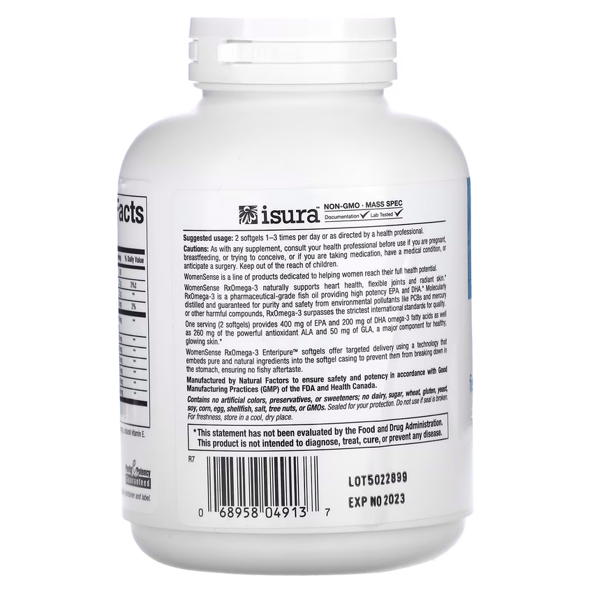 Омега-3 для жінок / RxOmega-3, WomenSense, Natural Factors, 120 гелевих капсул