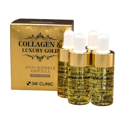 Антивозрастная сыворотка для лица с золотом и коллагеном 3W Clinic Collagen & Luxury Gold Anti-Wrinkle Ampoule