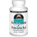 Ацетил-L-карнитин и альфа-липоевая кислота / Acetyl L-Carnitine & Alpha Lipoic Acid, Source Naturals, 650 мг, 120 таблеток