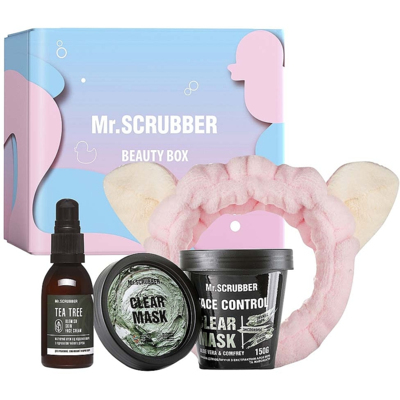 Набір Mr.Scrubber Even Complexion & Clear (маска для обличчя, крем для обличчя, пов'язка для волосся)
