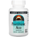 Пантотеновая кислота / Pantothenic Acid, Source Naturals, 100 мг, 250 таблеток