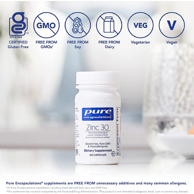 Цинк / Zinc, Pure Encapsulations, 30 мг, 60 капсул