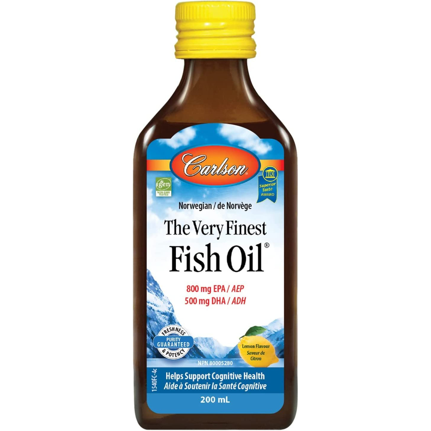 Риб'ячий жир з лимонним смаком / Norwegian The Very Finest Fish Oil Natural Lemon Flavor, Carlson Labs, 200 мл