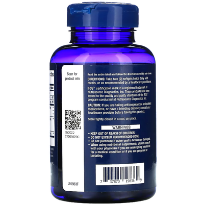 Супер омега-3 из рыбьего жира с ЭПК и ДГК / Omega Foundations Super Omega-3, Life Extension, 60 гелевых капсул