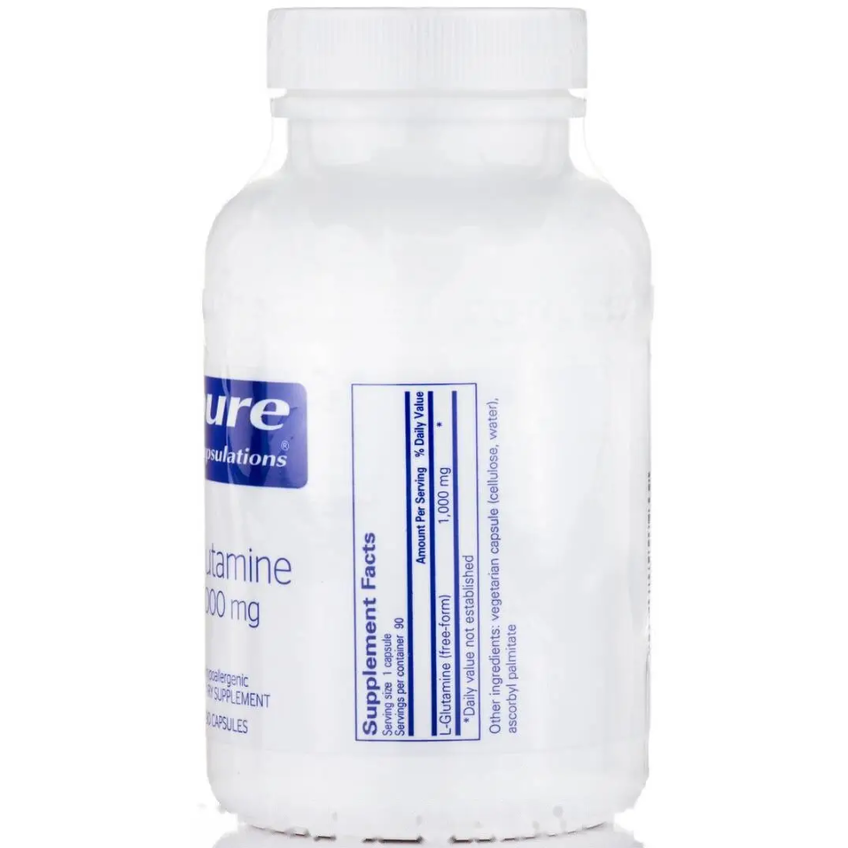 L-глютамін / l-Glutamine, Pure Encapsulations, 1000 мг, 90 капсул