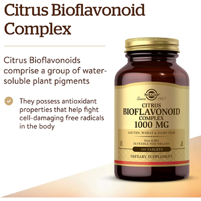 Комплекс цитрусовых биофлавоноидов / Citrus Bioflavonoid Complex, Solgar, 1000 мг, 100 таблеток