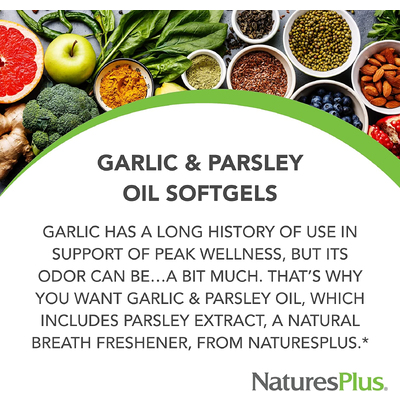 Масло чеснока и петрушки / Garlic and Parsley Oil, Nature's Plus, 180 капсул