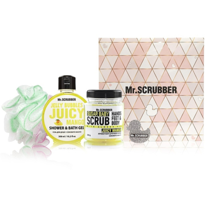 Набір Mr.Scrubber Juicy Mango (цукровий скраб, гель для душу, мочалка)