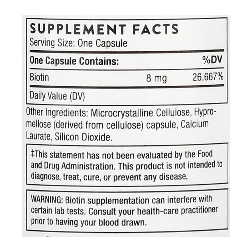 Биотин-8 / Biotin-8, Thorne Research, 8 мг, 60 капсул