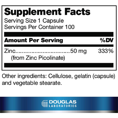 Цинк пиколинат / Zink Picolinate, Douglas Laboratories, 50 мг, 100 капсул