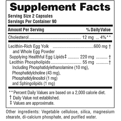 Лецитин із яєчних жовтків / Egg Yolk Lecithin, Nature's Plus, 600 мг, 90 капсул