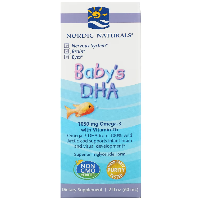 Жидкий рыбий жир для детей с витамином D3 / Baby's DHA with Vitamin D3, Nordic Naturals, 60 мл