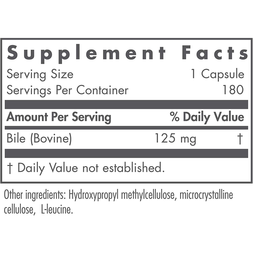 Бычья желчь / Ox Bile, Nutricology, 125 мг, 180 капсул