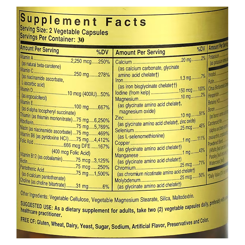 Мультивитамины и хелатные формы минералов «Формула VM-75» / Multiple Vitamins with Chelated Minerals «Formula VM-75, Solgar, 60 вегетарианских капсул