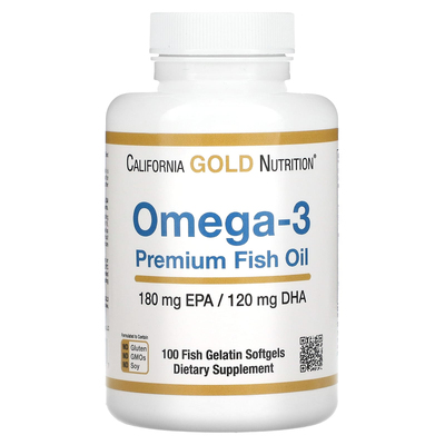 Омега-3, рыбий жир премиум-класса / Omega-3 Premium Fish Oil, California Gold Nutrition, 100 гелевых капсул