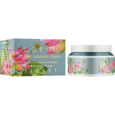 Зволожувальний крем для обличчя з екстрактом лотоса Jigott Flower Lotus Moisture Cream