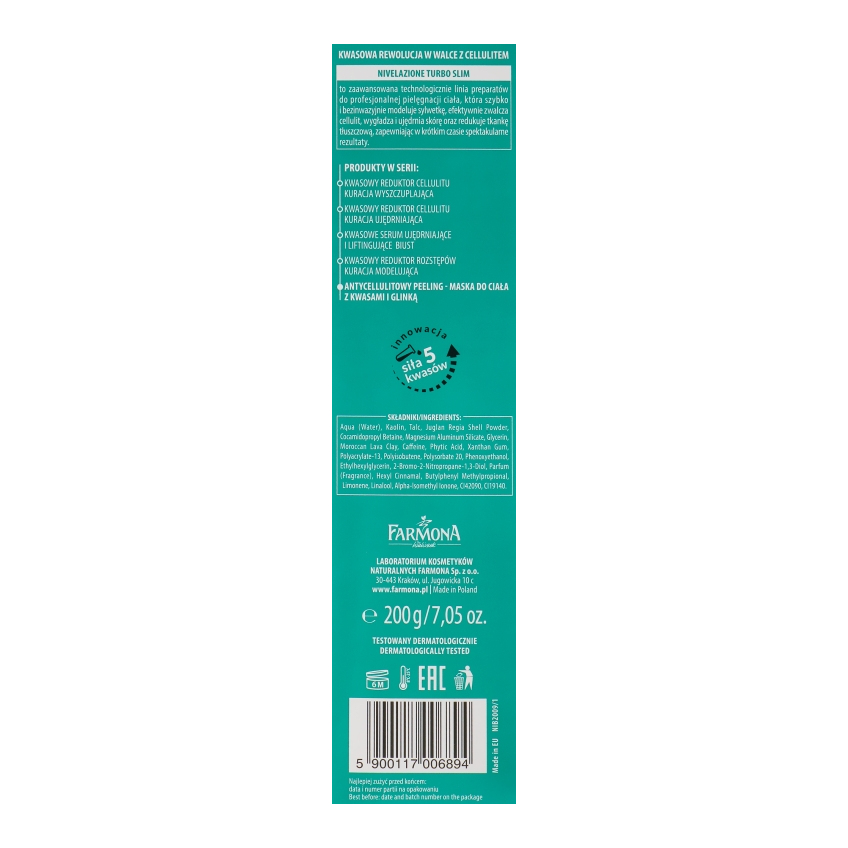 Скраб-маска для тела антицеллюлитная Farmona Nivelazione Turbo Slim 2in1 Anti-Cellulite Scrub-Mask