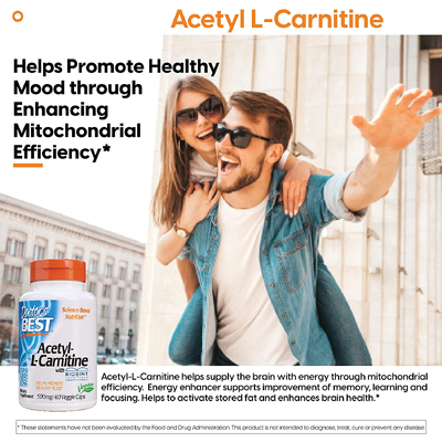 Ацетил-L-карнитин с карнитинами / Acetyl-L-Carnitine with Biosint Carnitines, Doctor's Best, 500 мг, 60 капсул