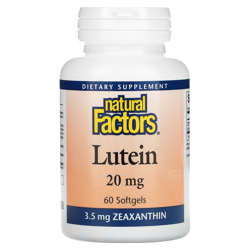 Лютеин / Lutein, Natural Factors, 20 мг, 60 гелевых капсул