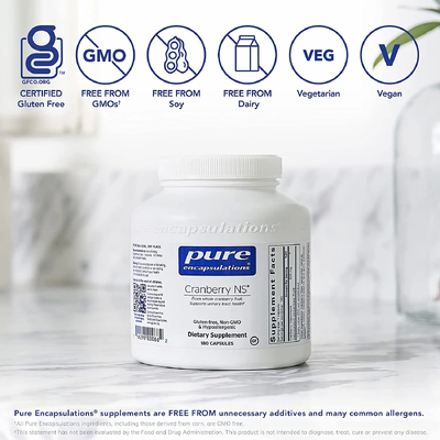 Клюква NS / Cranberry NS, Pure Encapsulations, 500 мг, 180 капсул