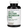 Хелатний кальцій, магній і цинк / Chelated Calcium Magnesium Zinc, American Health, 250 таблеток