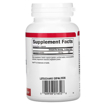 Цитрат магнію / Magnesium Citrate, Natural Factors, 150 мг, 90 капсул