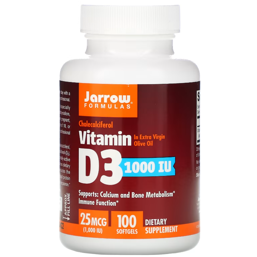 Вітамін D3 холекальциферол / Vitamin D3 Cholecalciferol, Jarrow Formulas, 25 мкг, 100 гелевих капсул