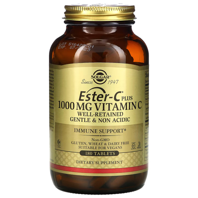 Естер-С плюс / Ester-C Plus, Solgar, 1000 мг, 180 таблеток