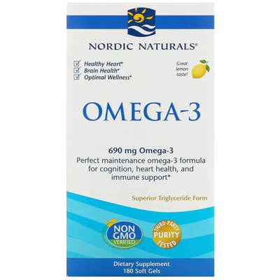 Омега-3 зі смаком лимона / Omega-3 Lemon, Nordic Naturals, 180 гелевих капсул