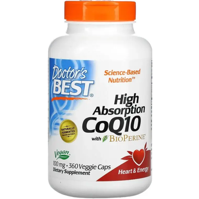 Высокоусвояемый коэнзим Q10 / High Absorption CoQ10 with BioPerine, Doctor's Best, 100 мг, 360 гелевых капсул