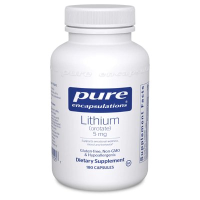 Литий (оротат) / Lithium (orotate), Pure Encapsulations, 5 мг, 180 капсул