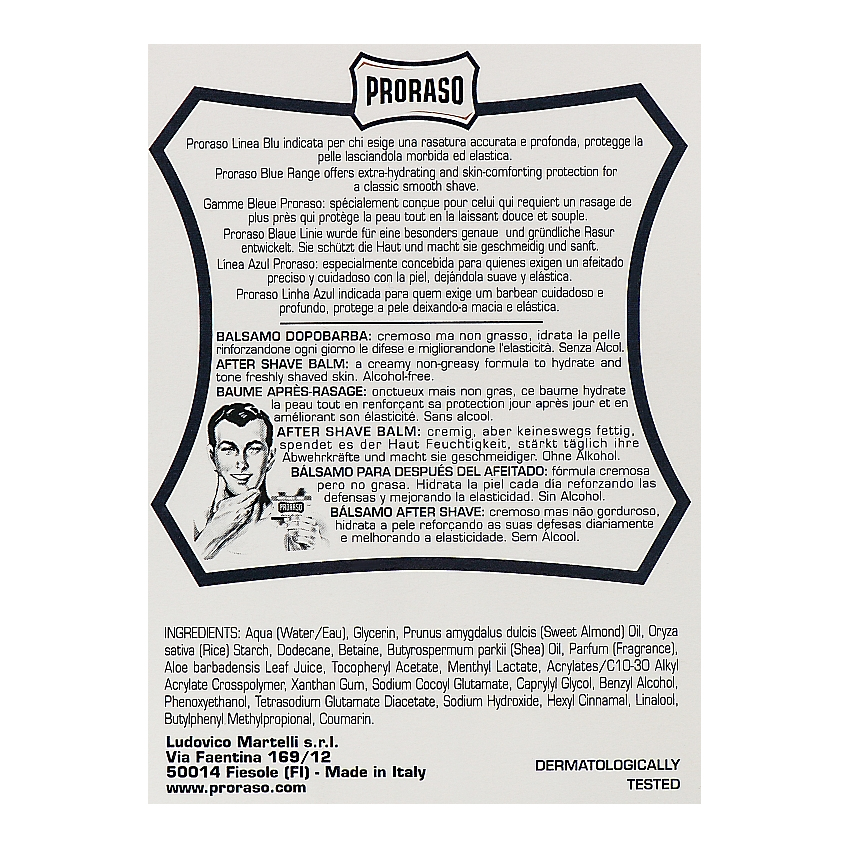 Бальзам с алоэ и витамином Е после бритья Proraso Blue Line After Shave Balm