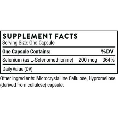 Селенметіонін / Selenomethionine, Thorne Research, 200 мкг, 60 капсул