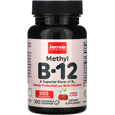 Метил B-12 со вкусом вишни / Methyl B-12 Cherry Flavor, Jarrow Formulas, 500 мкг, 100 леденцов