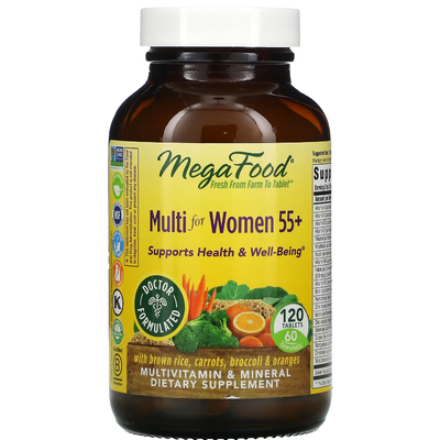 Комплекс вітамінів та мікроелементів для жінок 55+ / Multi for Women 55+, MegaFood, 120 таблеток