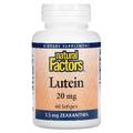 Лютеин / Lutein, Natural Factors, 20 мг, 60 гелевых капсул