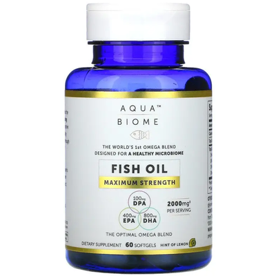 Рыбий жир с максимальной эффективностью с лимонным вкусом / Aqua Biome, Enzymedica, 60 гелевых капсул