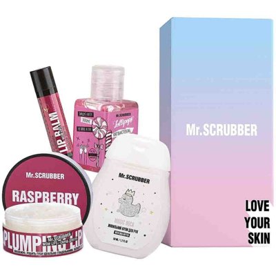 Набор Mr.Scrubber Sweet Raspberry (скраб для губ, бальзам для губ, крем для рук, антисептик)