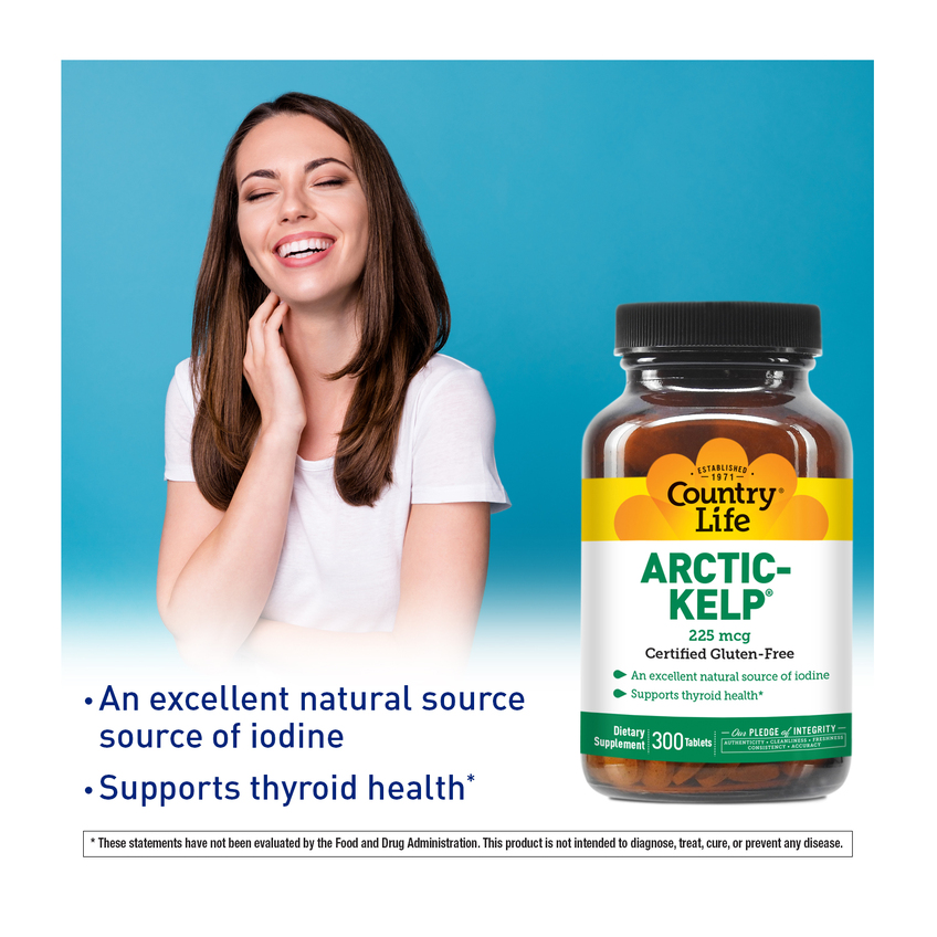 Арктичні бурі водорості / Arctic-Kelp, Country Life, 225 мкг, 300 таблеток