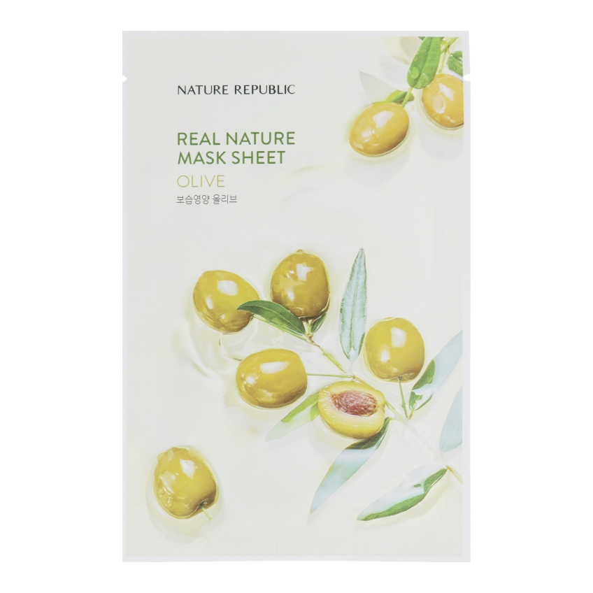 Тканинна маска для обличчя з екстрактом плодів оливи Nature Republic Real Nature Mask Sheet Olive