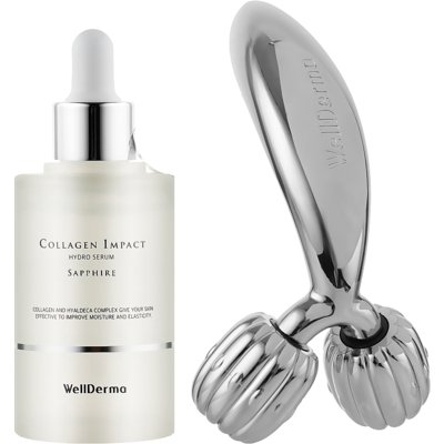 Набір із сироватки з центелою та міні ліфтинг ролера Wellderma Set Cica Ampoule+Roller