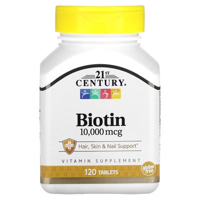 Биотин / Biotin, 21st Century, 10000 мкг, 120 таблеток