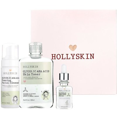 Набор Hollyskin Glycolic AHA Acid Basic Care (сыворотка, пенка для умывания, тоник)