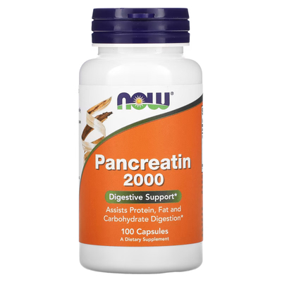 Панкреатин 2000 (10X - 200 мг) / Pancreatin 2000 (10X - 200 мг), Now Foods, 200 мг, 100 капсул