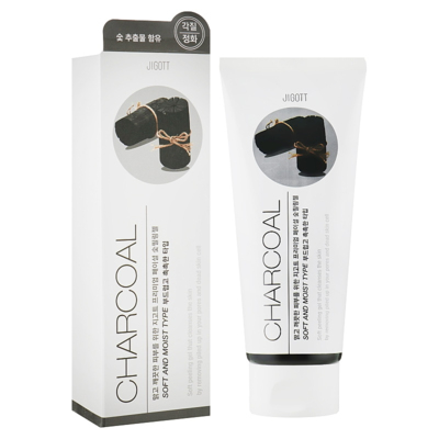 Пилинг-гель для лица с черным углем Jigott Premium Facial Charcoal Peeling Gel