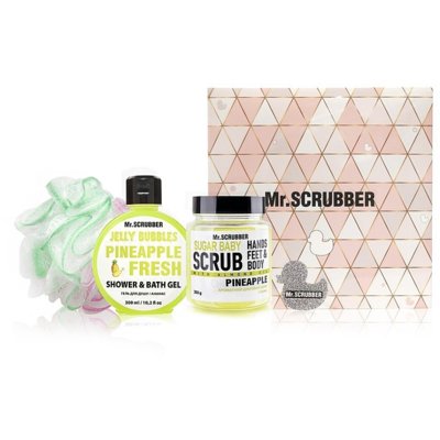 Набор Mr.Scrubber Pineapple (сахарный скраб, гель для душа, мочалка)